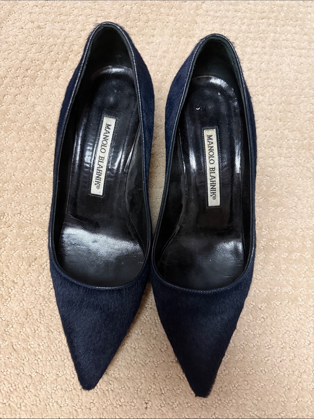 Manolo Blahnik Deep Navy Pointed-Toe Pumps